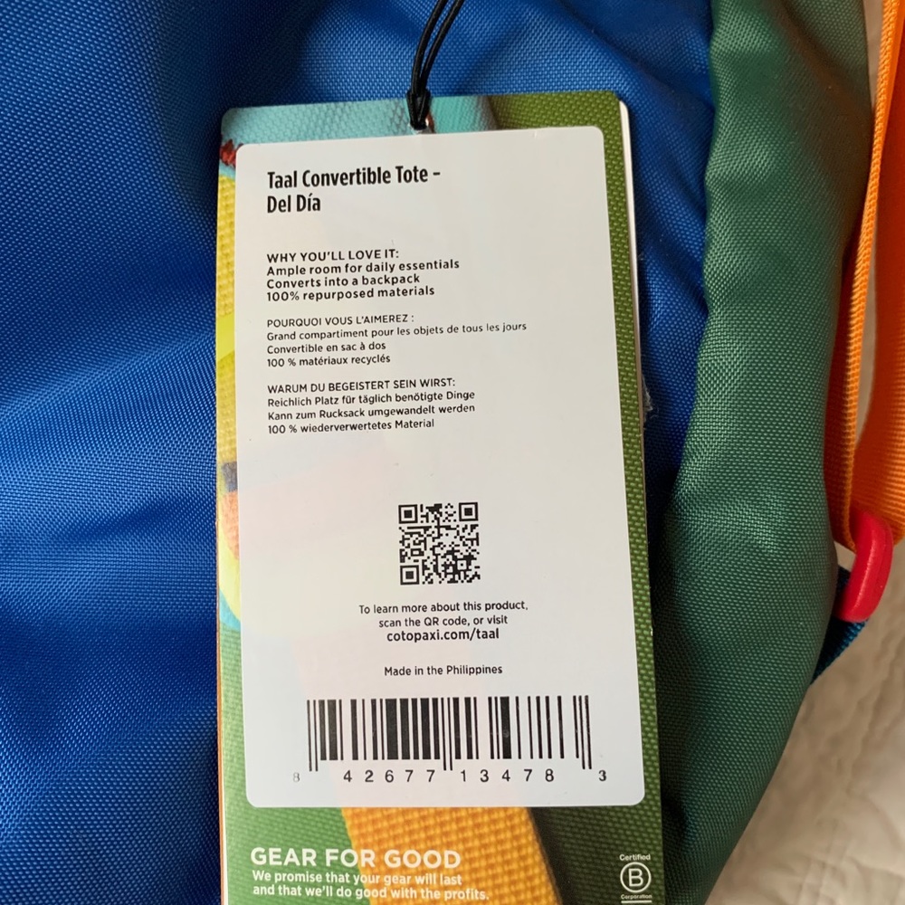 NWT Cotopaxi tall convertible tote